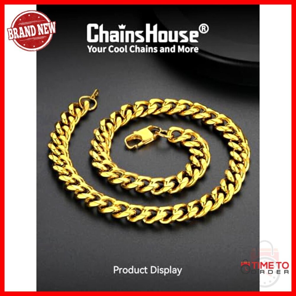 Stainless Steel Cuban Chain Necklace, 12mm Width, 18-30 Inch Lengths - Picture 3 of 7